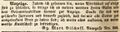 Zeitungsanzeige des Wirts und Bäckers , Oktober 1841