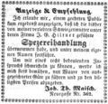Zeitungsanzeige des Spezereihändlers Joh. Thomas Maisch, November 1853