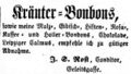 Zeitungsanzeige des Conditors J. S. Rost aus der , März 1860
