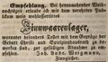 Zeitungsannonce des Zinngießers <a class="mw-selflink selflink">Johann Andreas Weigmann</a>, November 1844