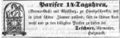 Zeitungsanzeige des Uhrmachers , Februar 1856