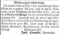Zeitungsanzeige des Uhrmachers <a class="mw-selflink selflink">Johann Staudt</a>, Mai 1868