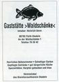 Werbung vom Gasthaus <a class="mw-selflink selflink">Waldschänke</a> 1996
