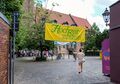 Zugang zur Verpflegungsstelle für Helfende des Evang. Kirchentag in Fürth am Kirchenplatz, Juni 2023