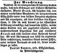 Zeitungsannonce des Essigfabrikanten Paulus Ammon im <!--LINK'" 0:17-->, Juli 1851
