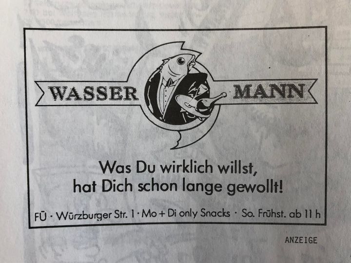 Datei:Café Wassermann, vormals Fischhäusla • Werbung aus dem Dezember 1992.jpg