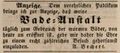 Werbeannonce für die Badeanstalt von A. Bechert, Mai 1844