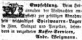 Zeitungsannonce des Zinngießers und Porzellan- und Glashändlers <!--LINK'" 0:6-->, Dezember 1858