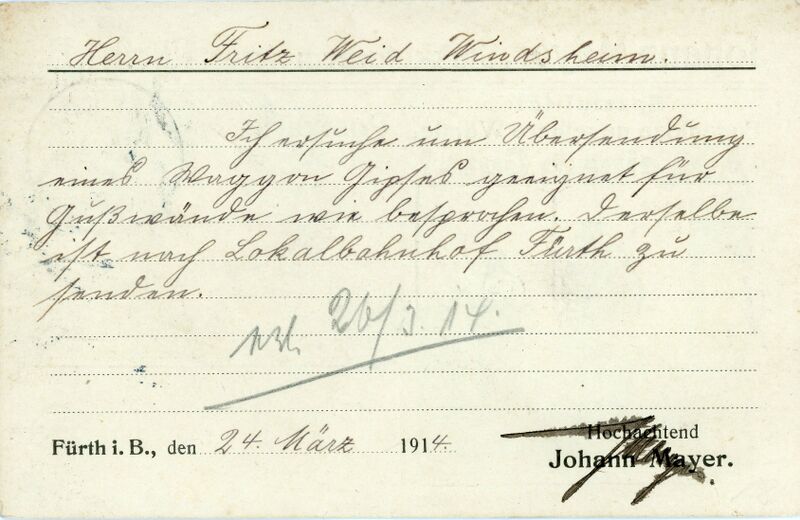 Datei:AK Johann Mayer Fürth 1914 RS.jpg