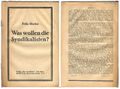 Schrift von Fritz Oerter: Was wollen die Syndikalisten? April 1920
