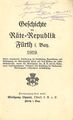 Geschichte der Räte-Republik Fürth i. Bay. 1919 - Titelblatt mit Originalschrift und  Unterschrift Lipperts