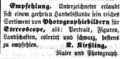Zeitungsanzeige des Porzellanmalers und Photographen <a class="mw-selflink selflink">Konrad Kießling</a>, Juni 1856