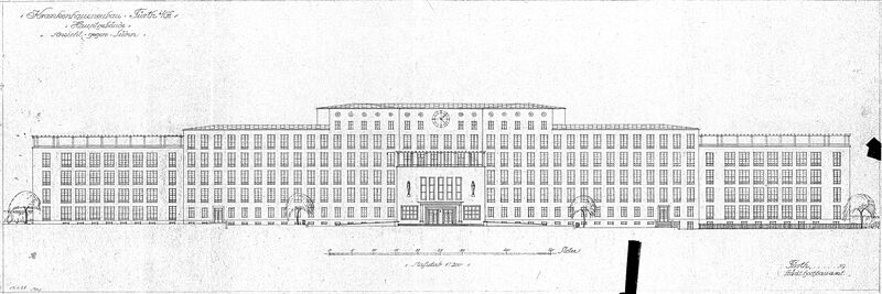 Datei:Klinikum Fürth Hauptgebäude Zeichnung 1928.jpg