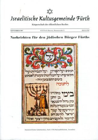 Titelblatt Nachrichten für den Jüdischen Bürger Fürths 1987.jpg