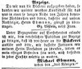 Zeitungsanzeige Lößlein/Ehmann, Mai 1854