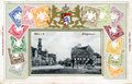 Ansichtskarte mit geprägten Briefmarken des Privat-Stadt-Brief-Verkehrs, gel. 1910
