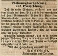 Zeitungsannonce des Daguerrotypisten Carl Gebhardt, August 1850