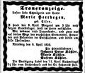 Traueranzeige für die Witwe von <!--LINK'" 0:0-->, April 1859