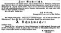 Zeitungsanzeige des Lithographen <!--LINK'" 0:15-->, Januar 1851