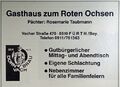 Werbung für das Gasthaus Zum Roten Ochsen, 1985