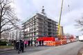Richtfest für das erste Holzhybridhaus in Fürth in der Siemensstraße 24 errichtet von der WBG Fürth, Feb. 2022