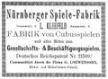Erste Anzeige der Firma Kleefeld im Adreß- und Geschäftshandbuch von Fürth 1884