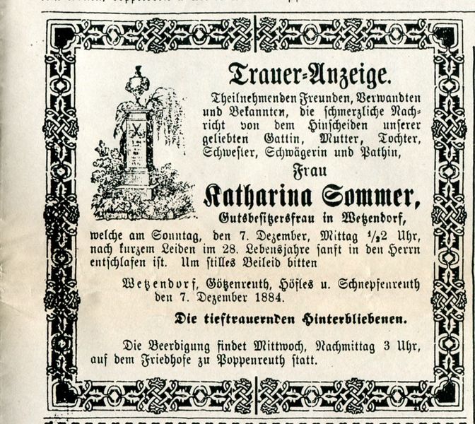 Datei:Traueranzeige 1884 Friedhof Poppenreuth.jpg