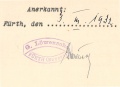 Firmenstempel <i>Löwensohn</i> auf einem Vertrag vom 3. März 1932