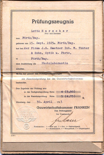 Datei:Zeugnis Kastner Gau Franken.jpg