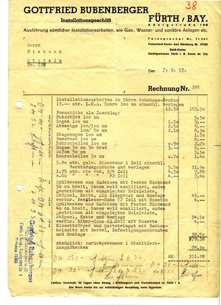 Datei:Rechnung Gottfried Bubenberger 1953.jpg