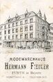 Werbekarte vom Modehaus Fiedler, gel. Jan 1912