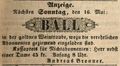 Zeitungsanzeige für einen Ball in der goldnen Weintraube, Mai 1849