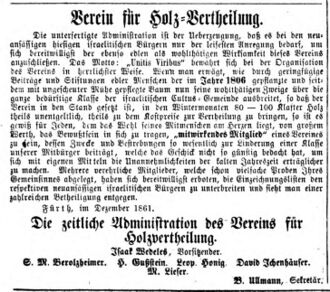 jüdischer Holzverteilungs-Verein Fürth