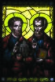 Fenster mit orthodoxer Darstellung von Peter und Paul im ehemaligen Kranichsaal, Schniegling