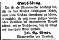 Werbeanzeige von Joh. Gg. Mende, Januar 1856