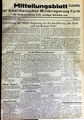 Erstausgabe des <a class="mw-selflink selflink">Mitteilungsblatt der Amerikanischen Militärregierung Fürth</a>, Mai 1945