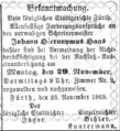 Anzeige wg. Forderungsansprüchen aus Nachlass J.H. Haas <span class="smw-highlighter" data-type="8" data-state="inline" data-title="Hinweis" title="Erstellungsdatum: 17. November 1869Lizenz: cc-by-sa-3.0"><span class="smwtticon note"></span><span class="smwttcontent">Erstellungsdatum: <!--LINK'" 0:22--> <!--LINK'" 0:23--><br>Lizenz: cc-by-sa-3.0</span></span>