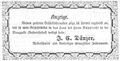 Zeitungsanzeige des Messerschmieds Johann Konrad Dänzer, November 1854