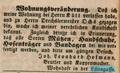 Zeitungsannonce des Beutlers J. L. Hofmann in der Liliengasse, Juni 1848