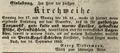 Zeitungsannonce von Georg Niedermann, "Wirth zum schwarzen Adler" in Vach anlässlich der Kirchweih in Vach, September 1843