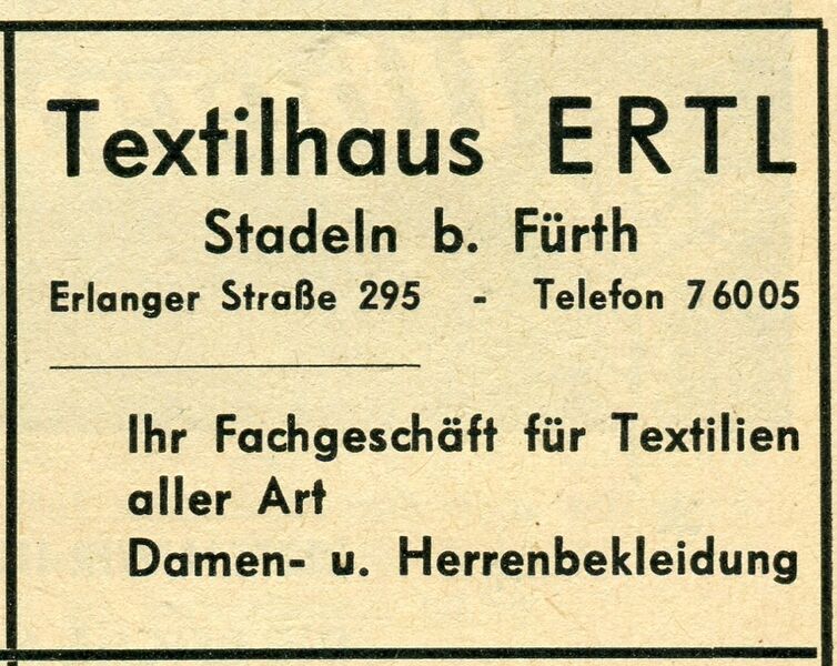 Datei:Werbung Textilhaus Stadeln 1961.jpg