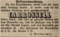 Werbeanzeige von J. Rietheimer für sein "CARROSSELL" bei der <a class="mw-selflink selflink">Schießhauskirchweih</a>, Juni 1844