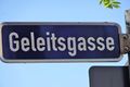 Straßenschild <a class="mw-selflink selflink">Geleitsgasse</a>
