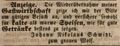 Zeitungsanzeige des Wirts <!--LINK'" 0:10-->, Johann Nikolaus Schmidt, Februar 1847