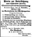 Generalversammlung, Fürther Tagblatt 11.11. 1866