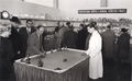 Vorführtisch des Göso-Messestands bei der Nürnberger Spielwarenmesse 1953