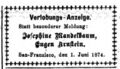 Verlobungsanzeige Eugen Arnstein, <!--LINK'" 0:30-->, 5. Juni 1874