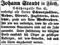 Werbeanzeige von <a class="mw-selflink selflink">Johann Staudt</a>, April 1855