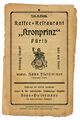 Titelblatt: Prospekt des Restaurants Kronprinz mit Gesangstexten zum Mitsingen, ca. 1900