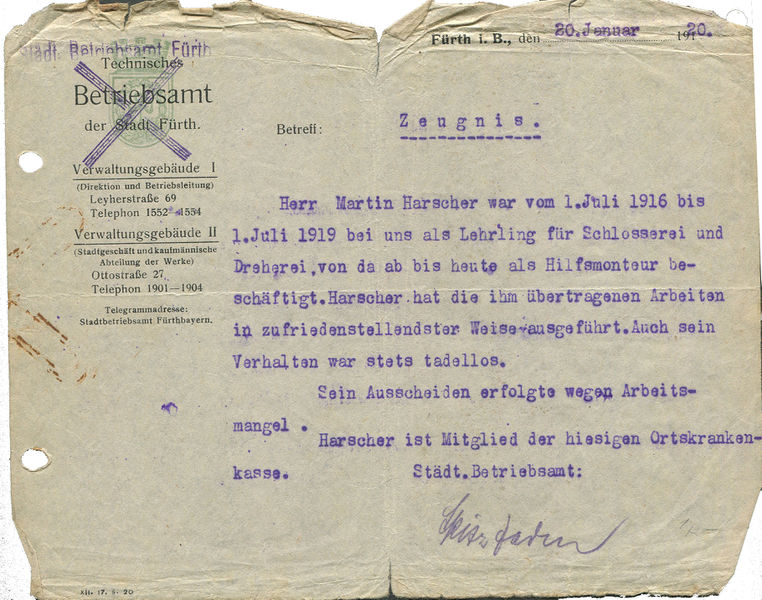 Datei:Harscher Zeugnis 1920.jpg